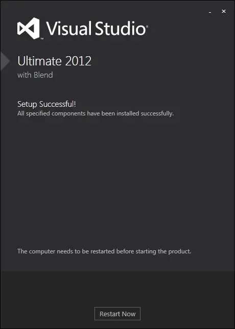 Visual Studio Setup completed successfully